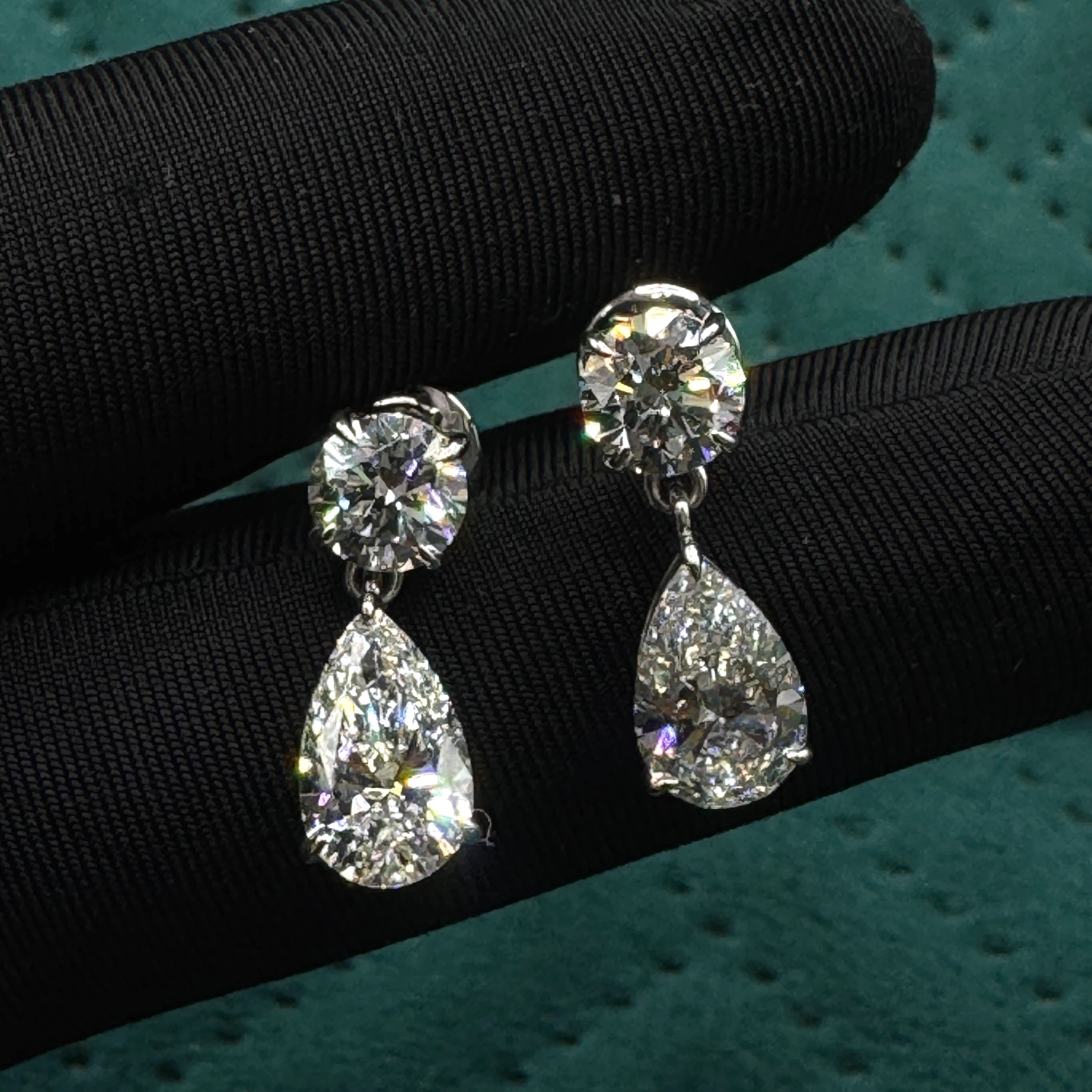 Exquisite 3.00 CT Pear & Round Lab Grown Diamond Earrings in PT950 Platinum for Women view 6