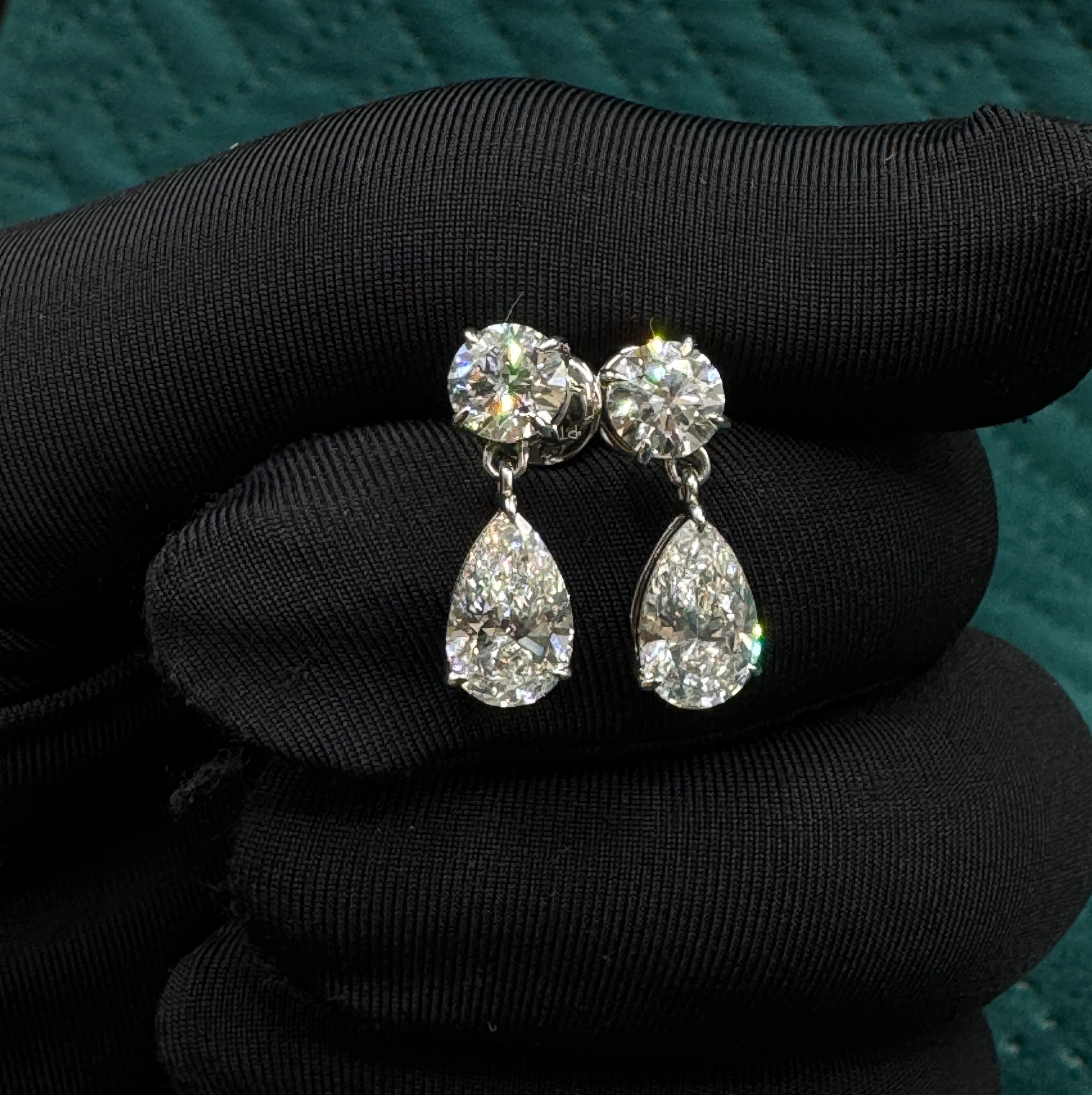 Exquisite 3.00 CT Pear & Round Lab Grown Diamond Earrings in PT950 Platinum for Women
