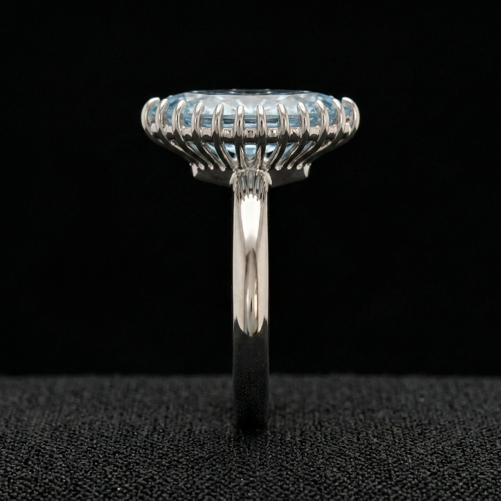 Fancy Blue Marquise Diamond Ring in 14K White Gold view 5