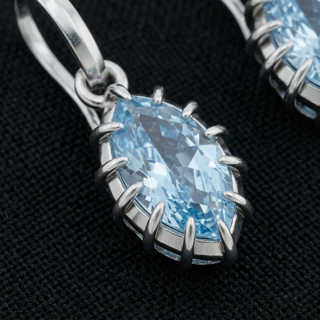 Fancy Blue Marquise Earrings in 14K White Gold view 5