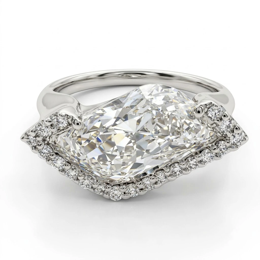 Fancy Cut & Round Lab Grown Diamond Wave Ring | PT950 Platinum | IGI Certified