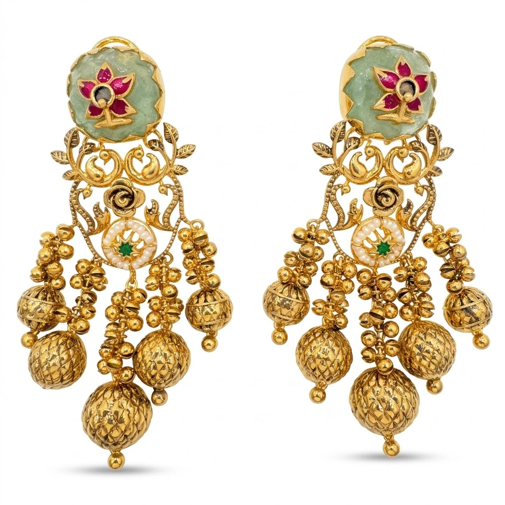 Fancy Cut Heritage Bridal Necklace & Earrings Set view 3