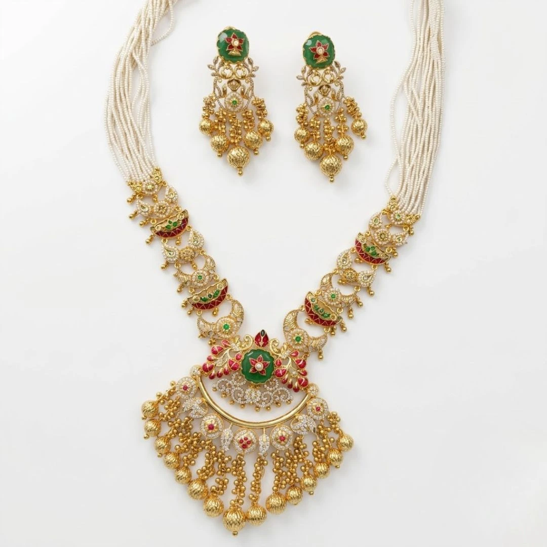 Fancy Cut Heritage Bridal Necklace & Earrings Set view 8