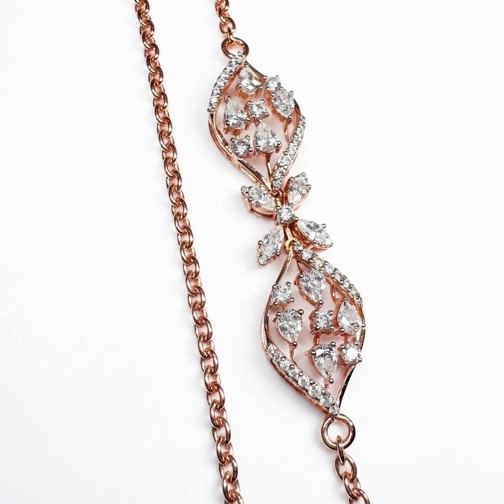 Fancy Diamond Necklace in Rose Gold | 2.67 CT Lab Grown Diamonds view 3