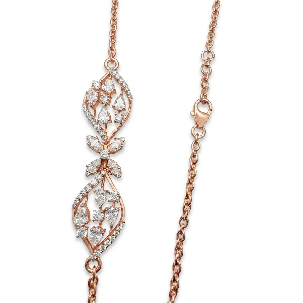 Fancy Diamond Necklace in Rose Gold | 2.67 CT Lab Grown Diamonds view 5