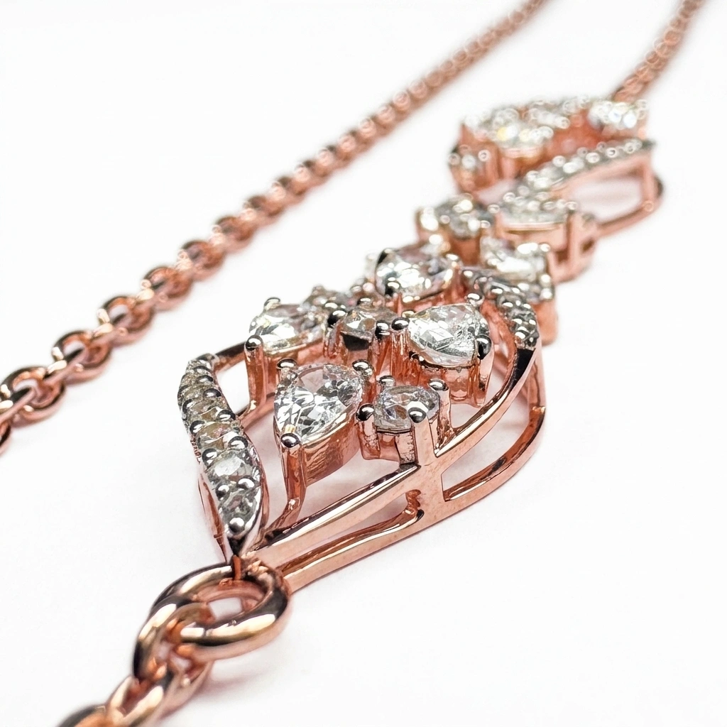 Fancy Diamond Necklace in Rose Gold | 2.67 CT Lab Grown Diamonds view 6