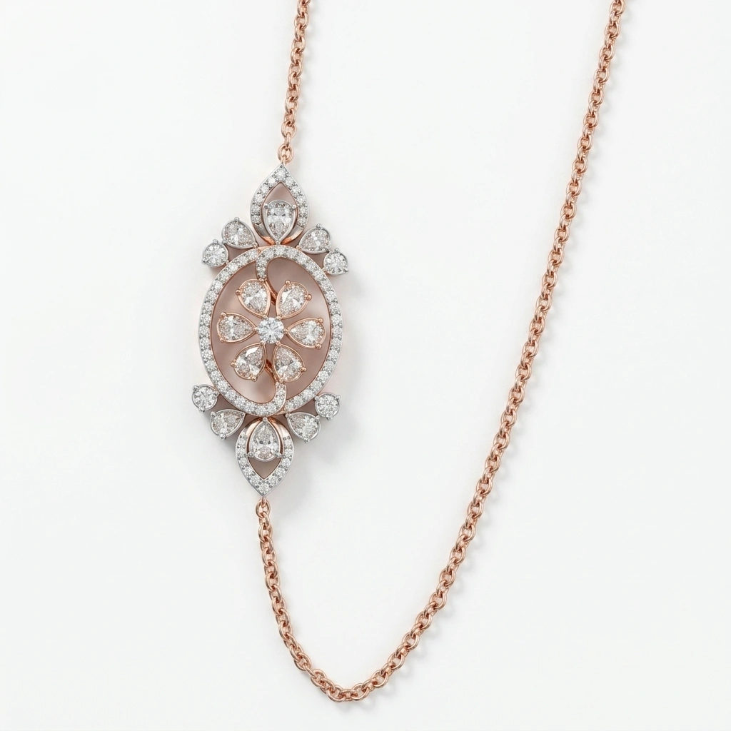 Fancy Diamond Necklace in Rose Gold | Lab Grown Diamonds view 3