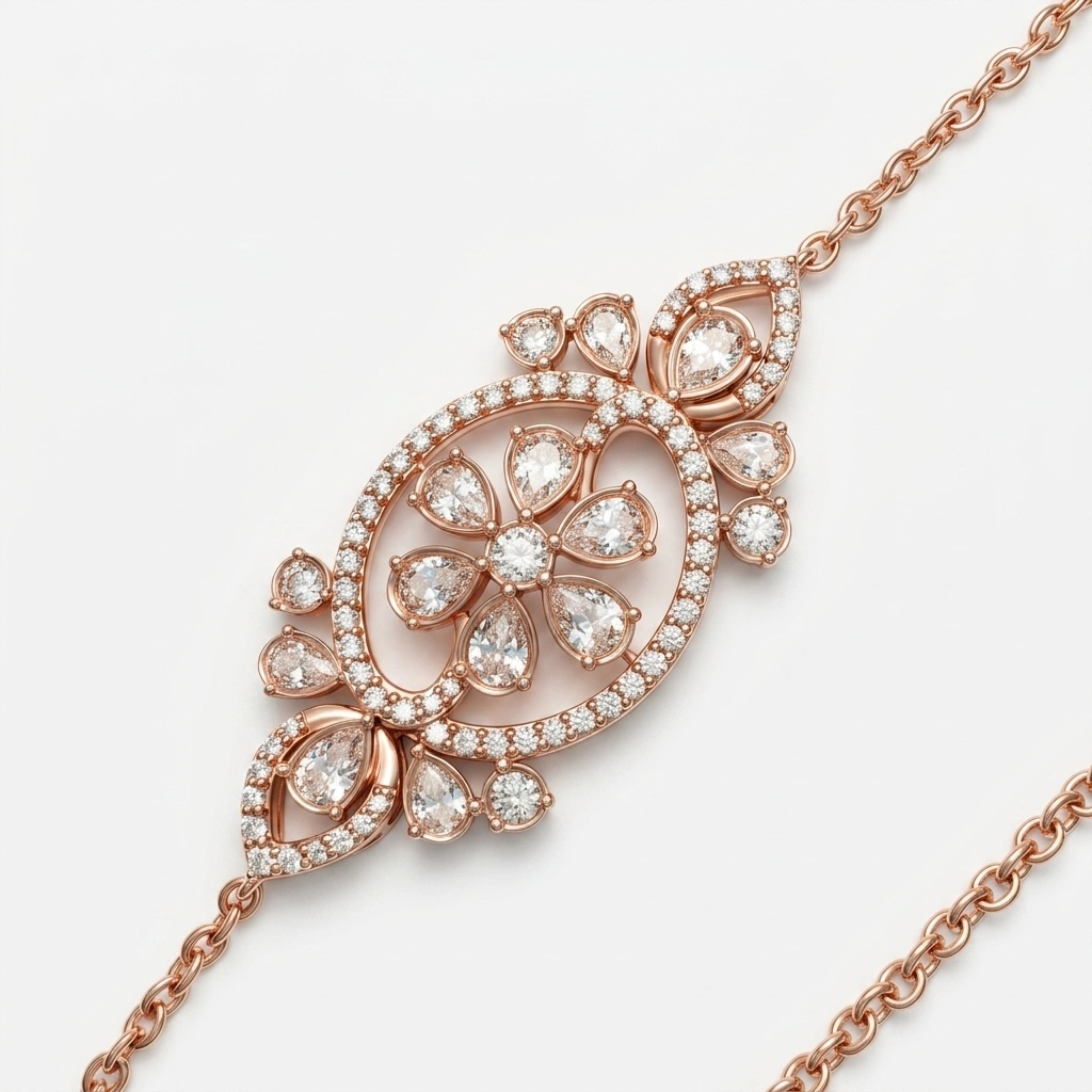 Fancy Diamond Necklace in Rose Gold | Lab Grown Diamonds view 5