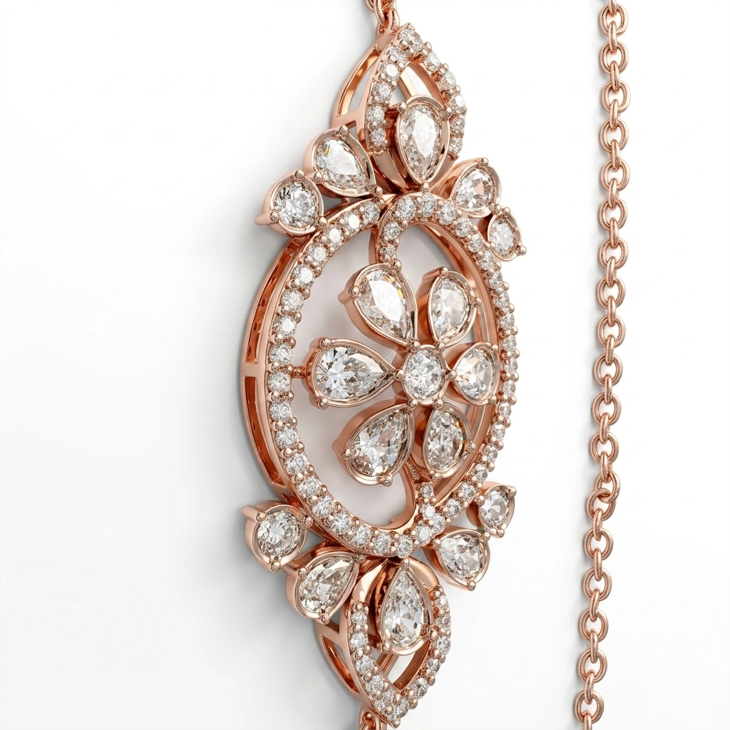 Fancy Diamond Necklace in Rose Gold | Lab Grown Diamonds view 6