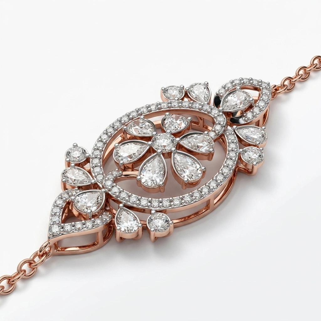 Fancy Diamond Necklace in Rose Gold | Lab Grown Diamonds view 7