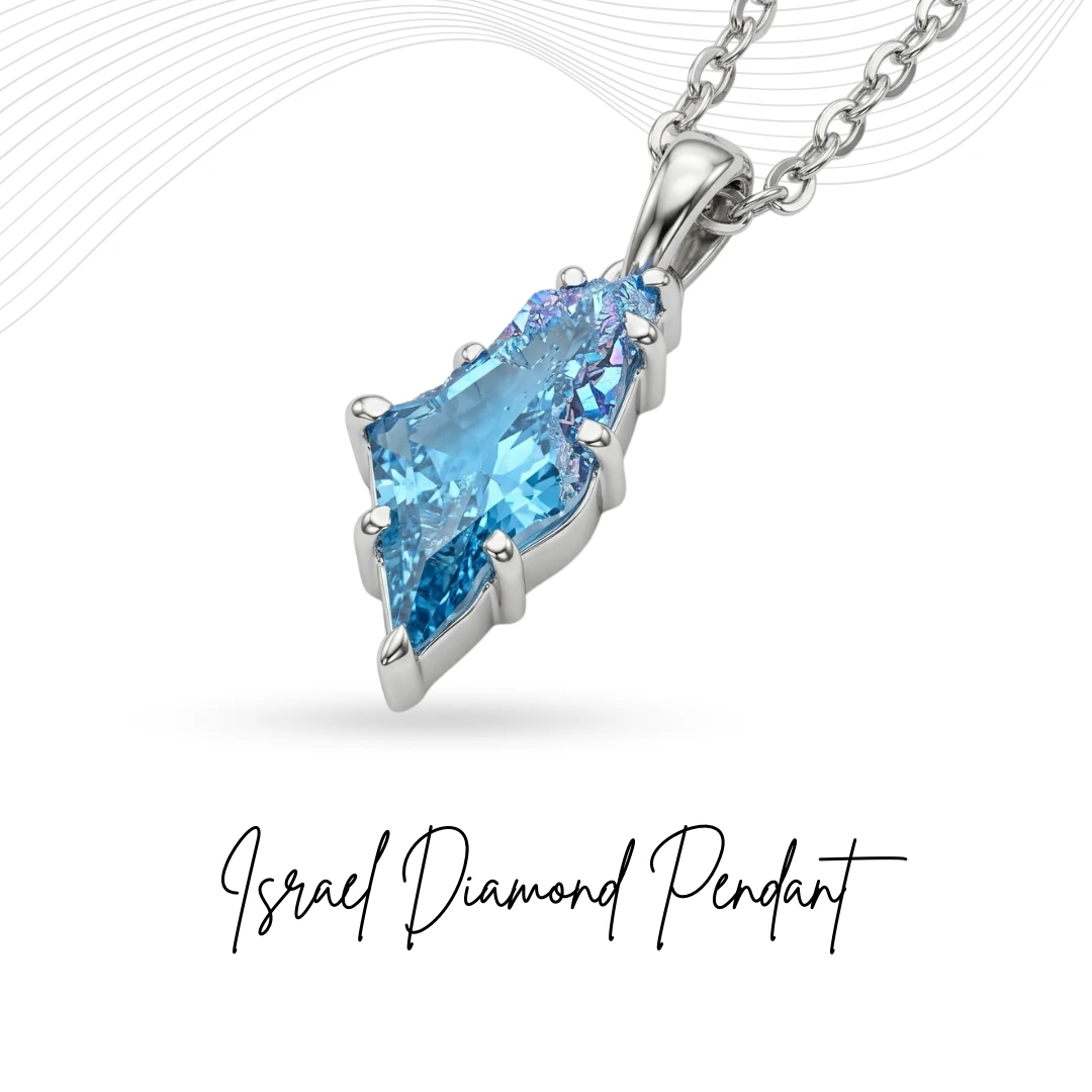 Fancy Geometric Shape Blue Solitaire Diamond Pendant with Chain | PT950 Platinum