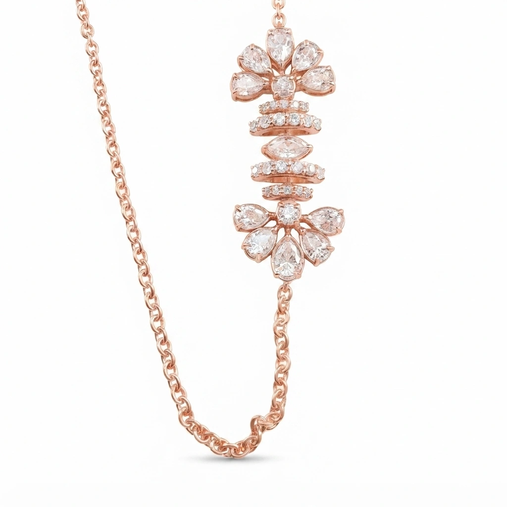 Fancy Shape Diamond Necklace in Rose Gold | Lab Grown Diamonds view 3