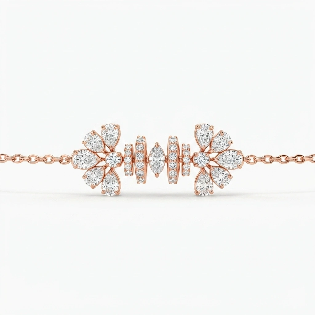 Fancy Shape Diamond Necklace in Rose Gold | Lab Grown Diamonds view 4