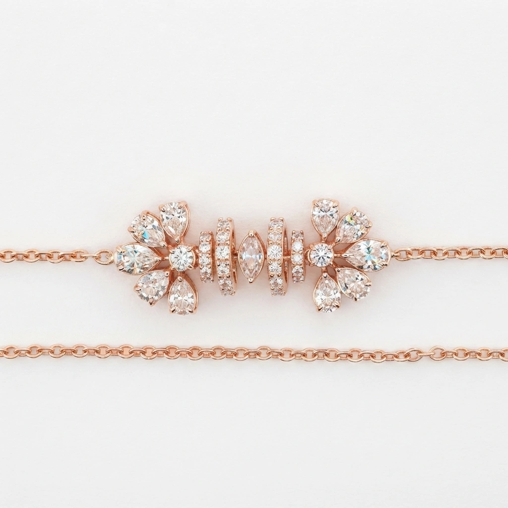 Fancy Shape Diamond Necklace in Rose Gold | Lab Grown Diamonds view 5