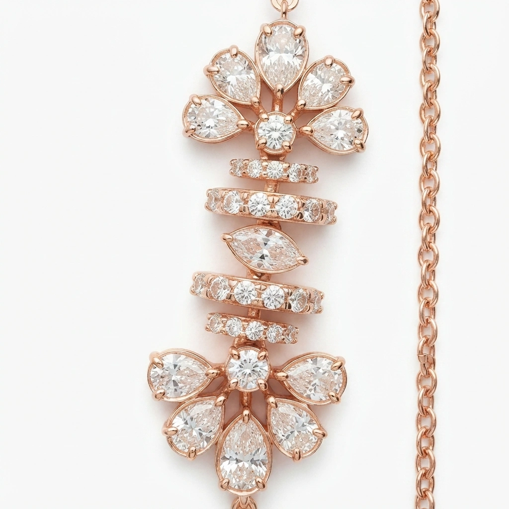 Fancy Shape Diamond Necklace in Rose Gold | Lab Grown Diamonds view 6
