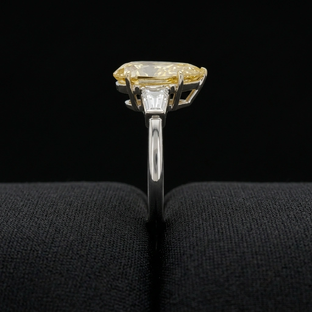 Fancy Yellow Pear Diamond Ring in 14K White & Yellow Gold view 5