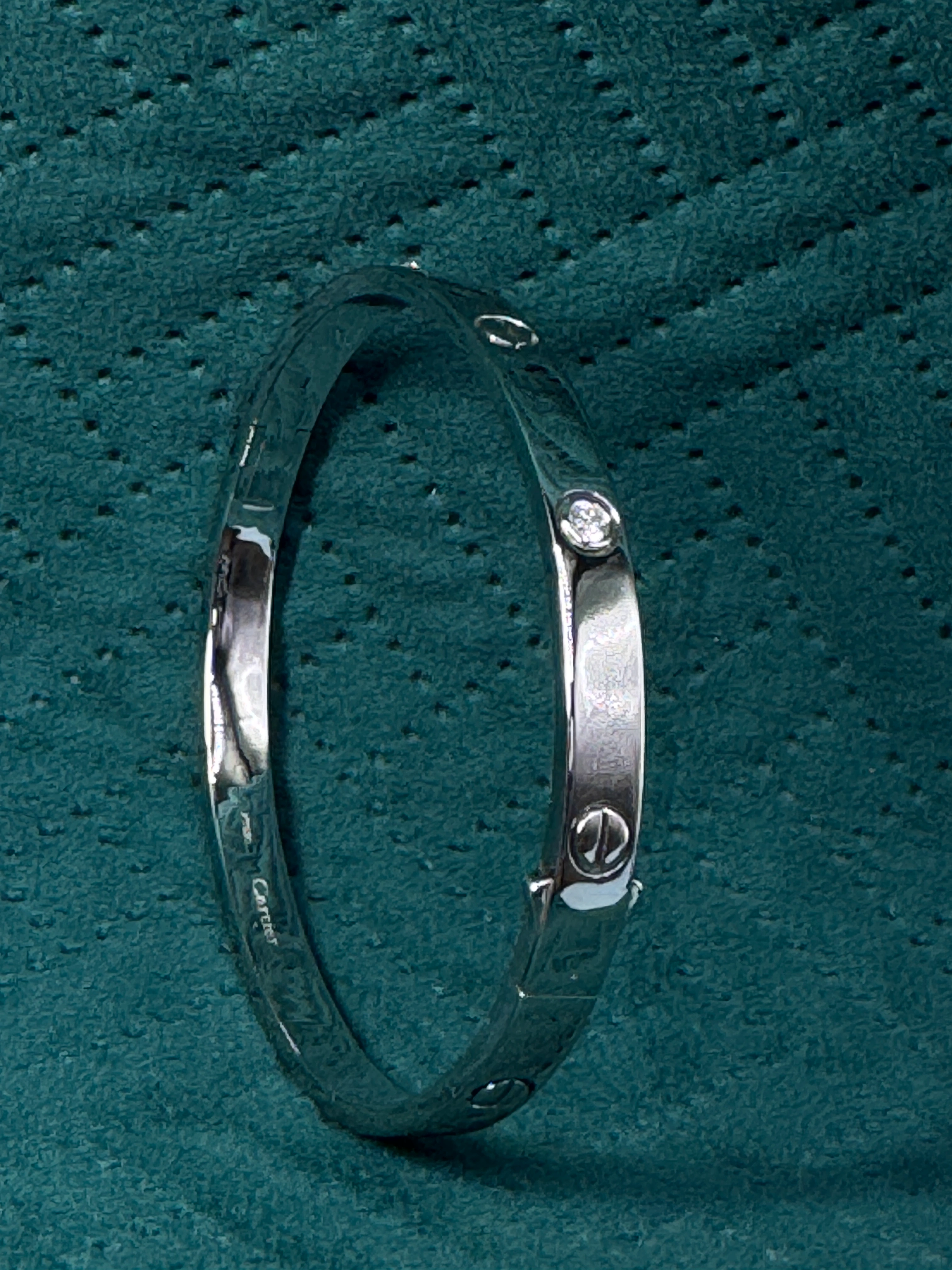 Handcrafted PT950 Platinum Diamond Bangle Bracelet view 3