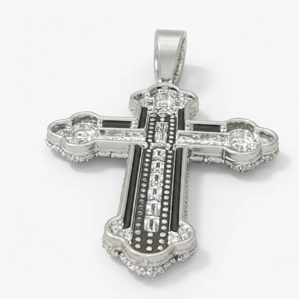 Handcrafted PT950 Platinum Diamond Cross Pendant view 6