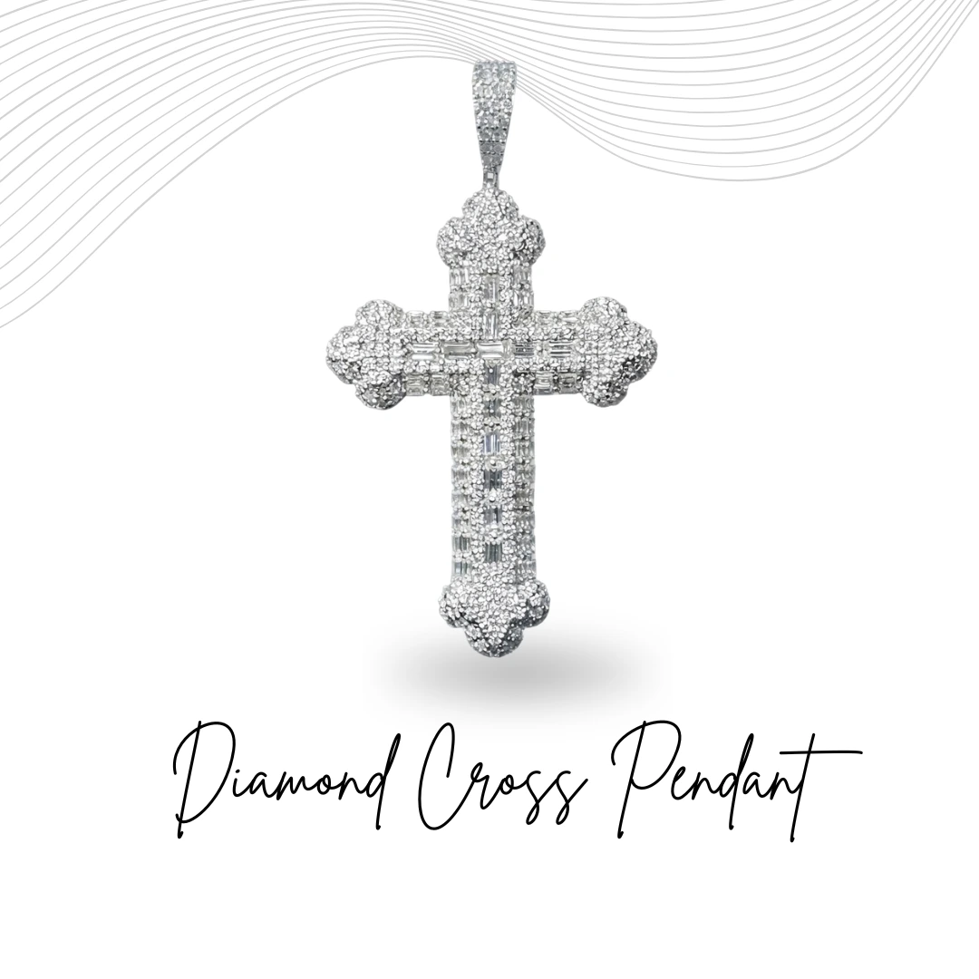 Handcrafted PT950 Platinum Diamond Cross Pendant
