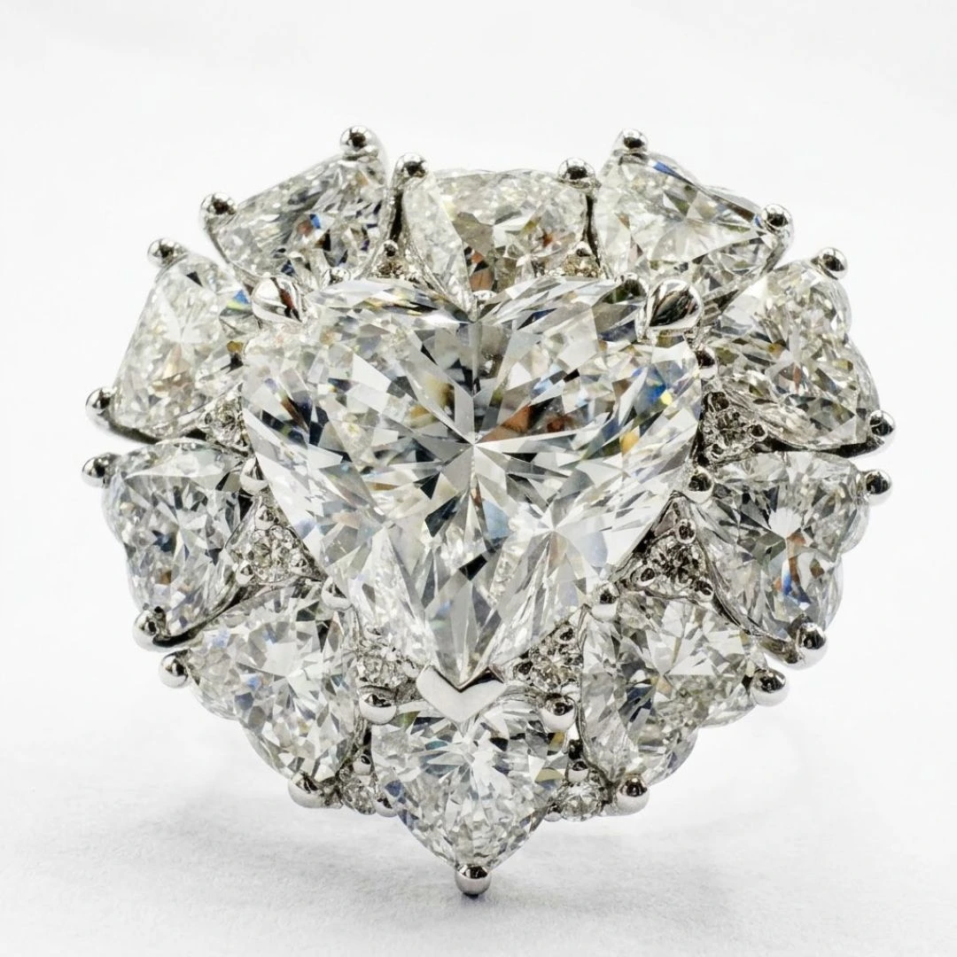 Heart & Round Lab Grown Diamond Halo Ring | White Gold | IGI Certified