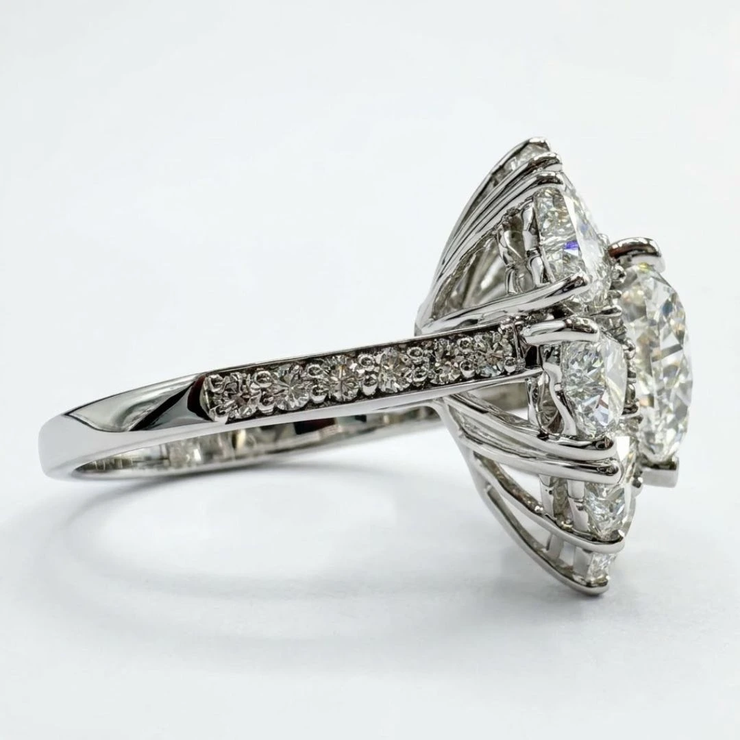 Heart & Round Lab Grown Diamond Halo Ring | White Gold | IGI Certified view 4