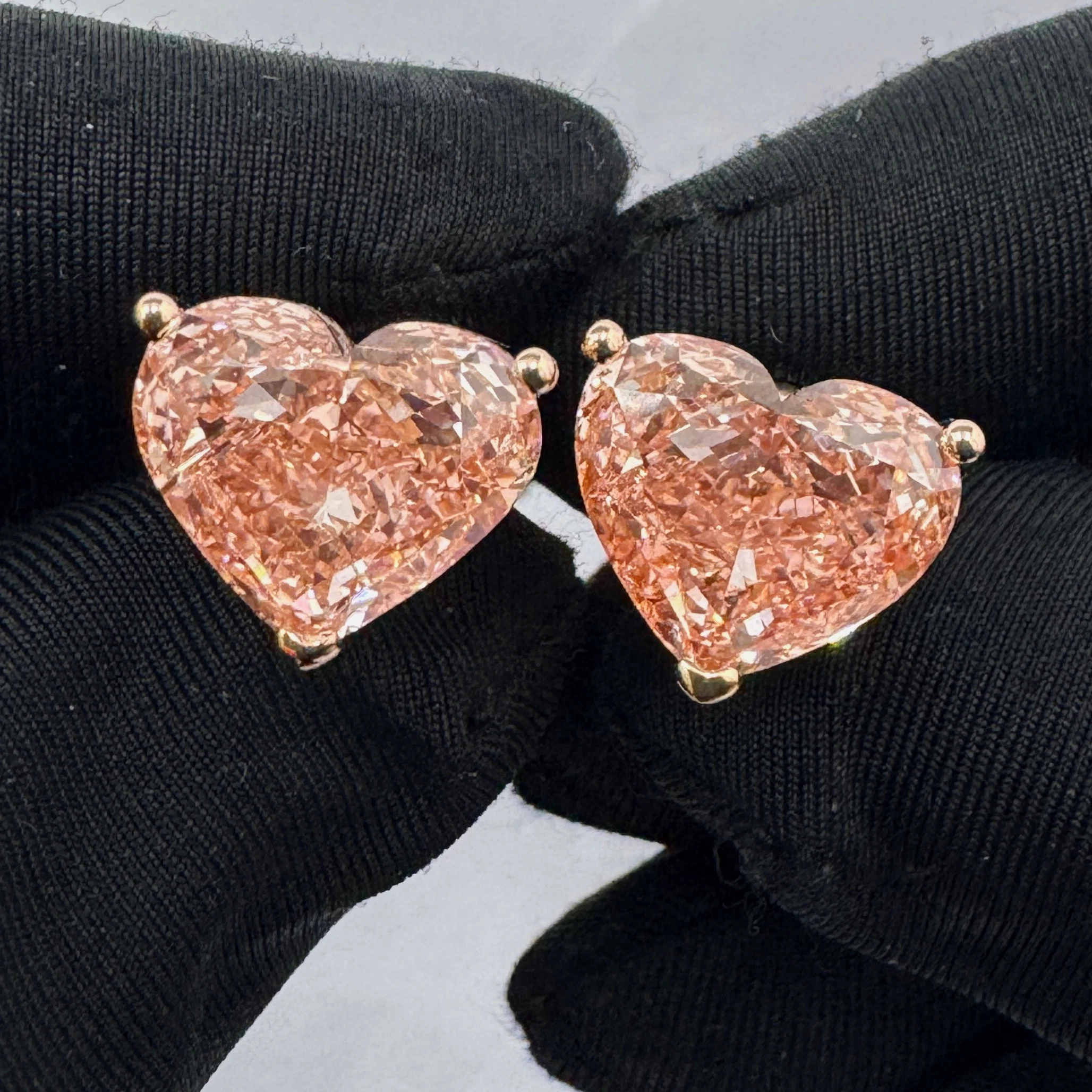 Heart Shape Lab Grown Diamond Earrings in Rose Gold view 8