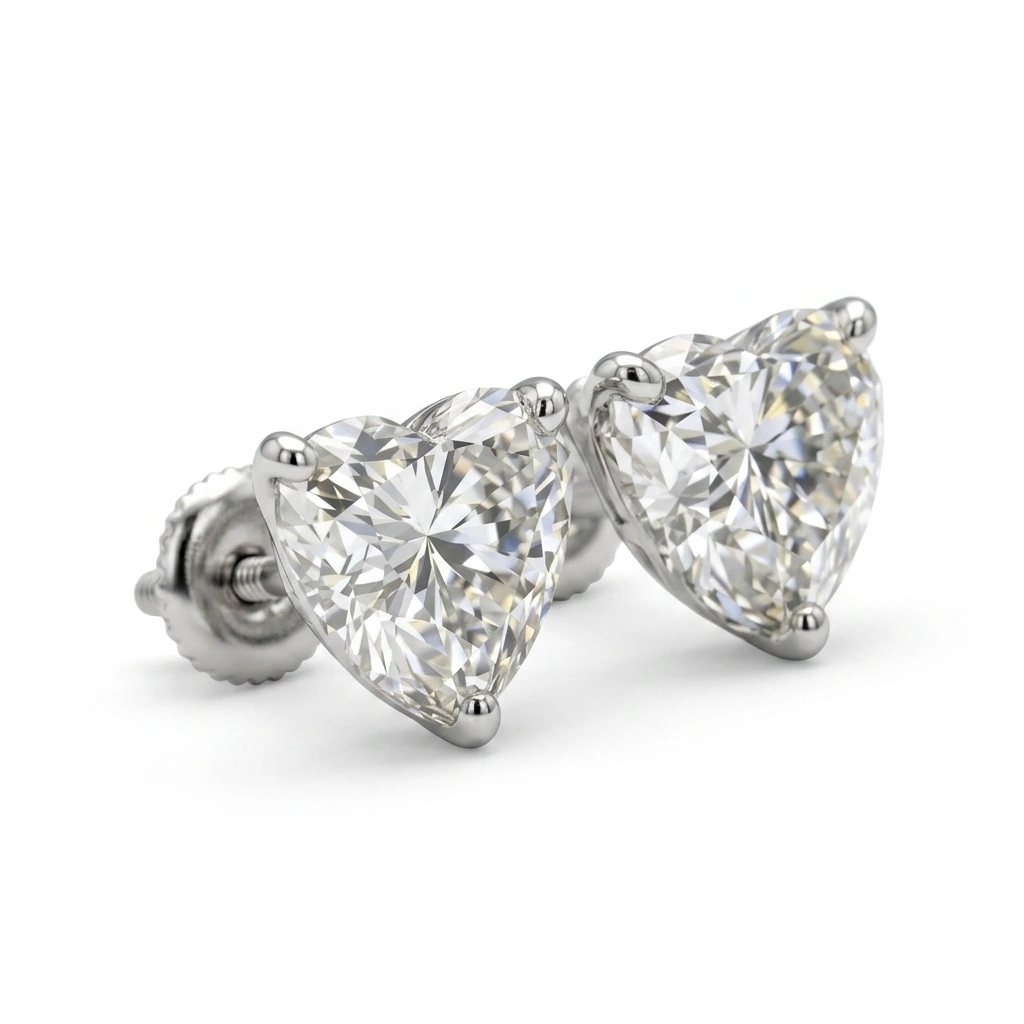 Heart Cut Diamond Stud Earrings | Lab Grown Diamond | IGI Certified view 3