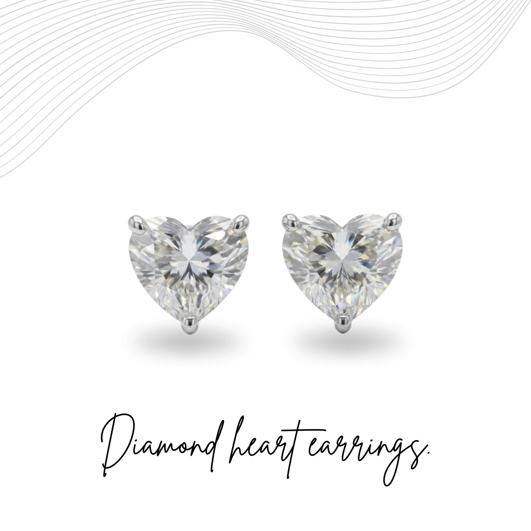 Heart Cut Diamond Stud Earrings | Lab Grown Diamond | IGI Certified