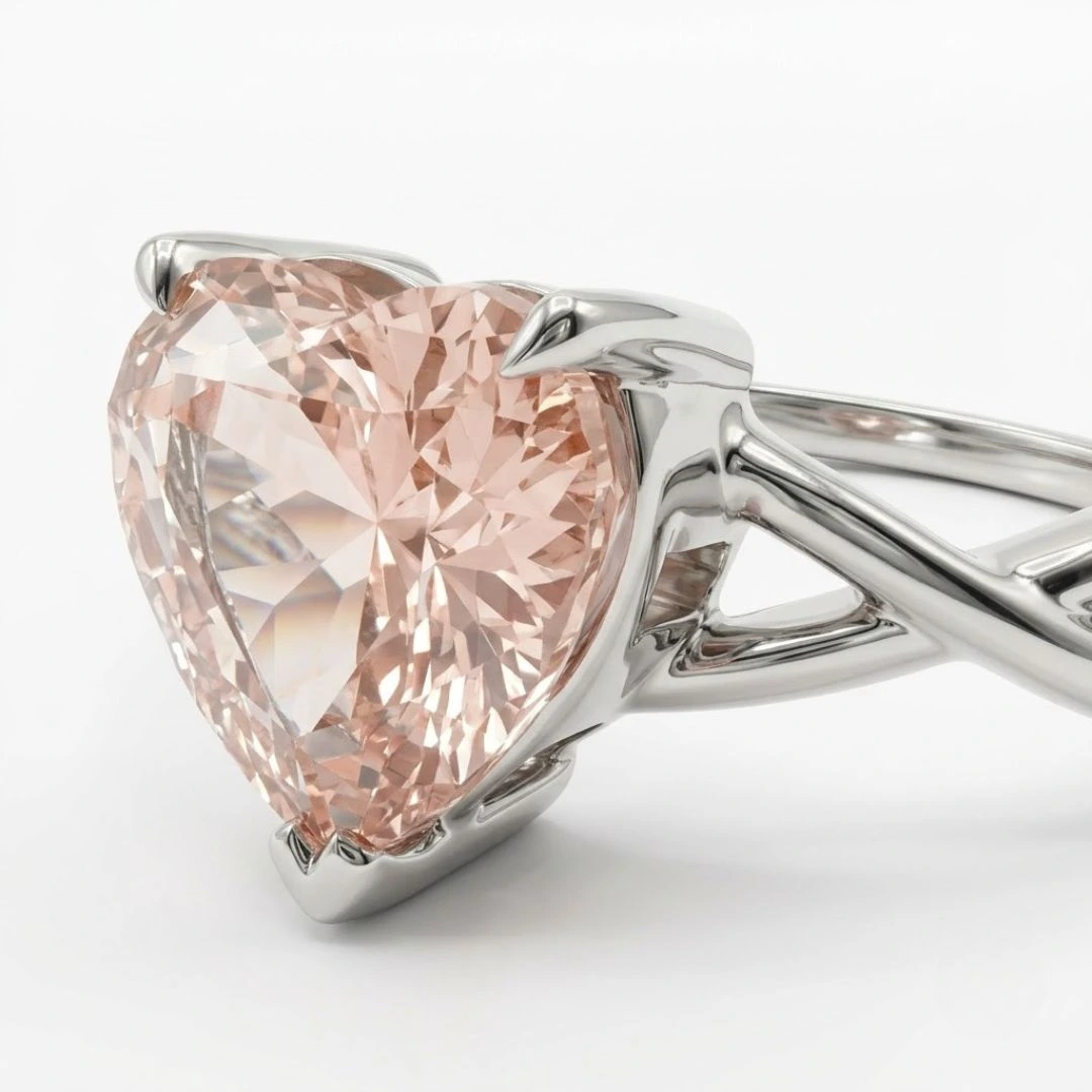 Heart Pink Lab Grown Diamond Criss Cross Solitaire Ring | PT950 Platinum | IGI Certified view 6