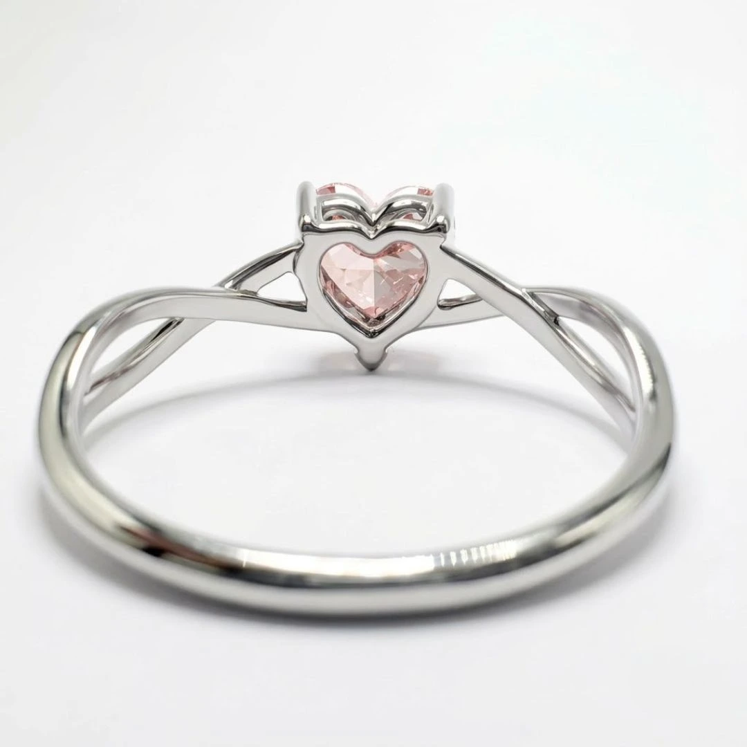 Heart Pink Lab Grown Diamond Criss Cross Solitaire Ring | PT950 Platinum | IGI Certified view 7