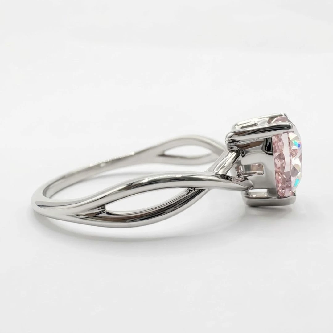 Heart Pink Lab Grown Diamond Criss Cross Solitaire Ring | White Gold | IGI Certified view 4