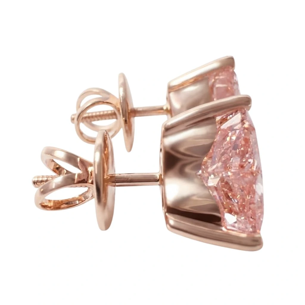 Heart Shape Lab Grown Diamond Earrings in Rose Gold view 5