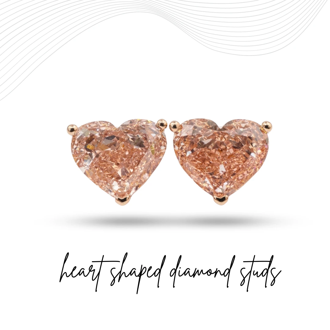 Heart Shape Lab Grown Diamond Earrings in Rose Gold