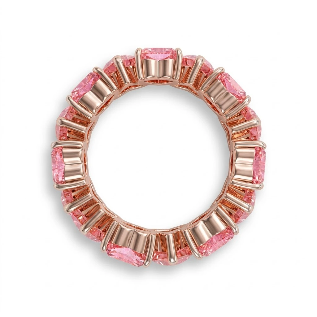 Heart Shape Pink Lab Grown Diamond Eternity Band Ring | Rose Gold | IGI Certified view 3