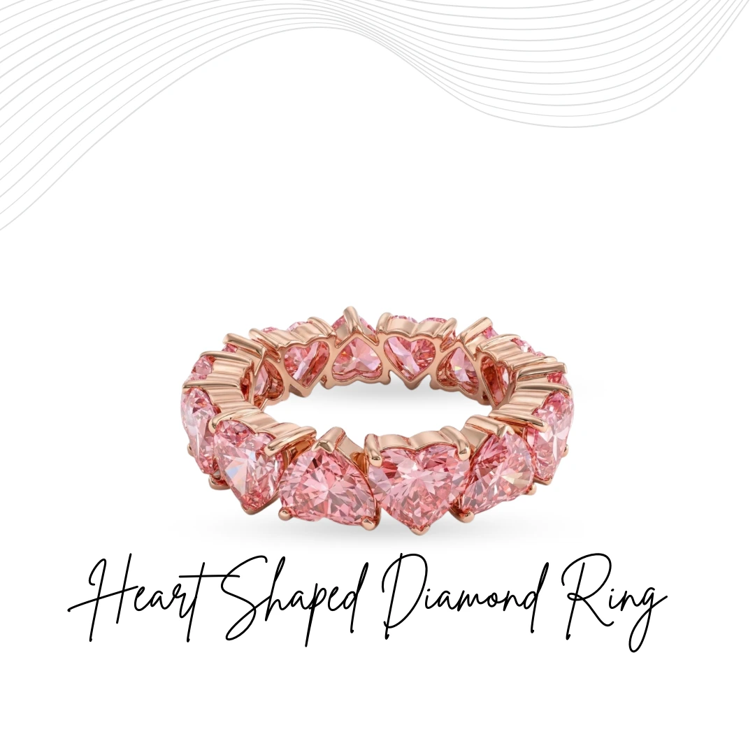 Heart Shape Pink Lab Grown Diamond Eternity Band Ring | Rose Gold | IGI Certified