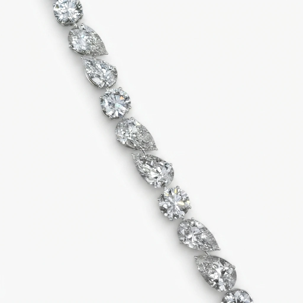 IGI Certified Pear & Round Lab Grown Diamond Tennis Bracelet view 4