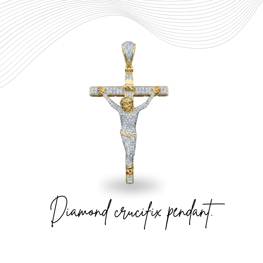 Jesus Cross Pendant with Lab Grown Diamonds in 18K Yellow Gold