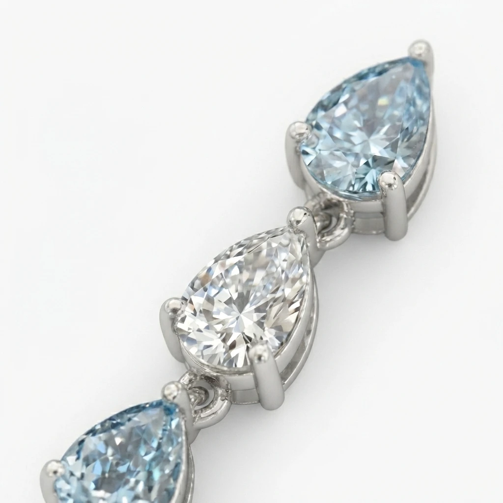 Lab Grown Blue & White Diamond Drop Earrings view 4
