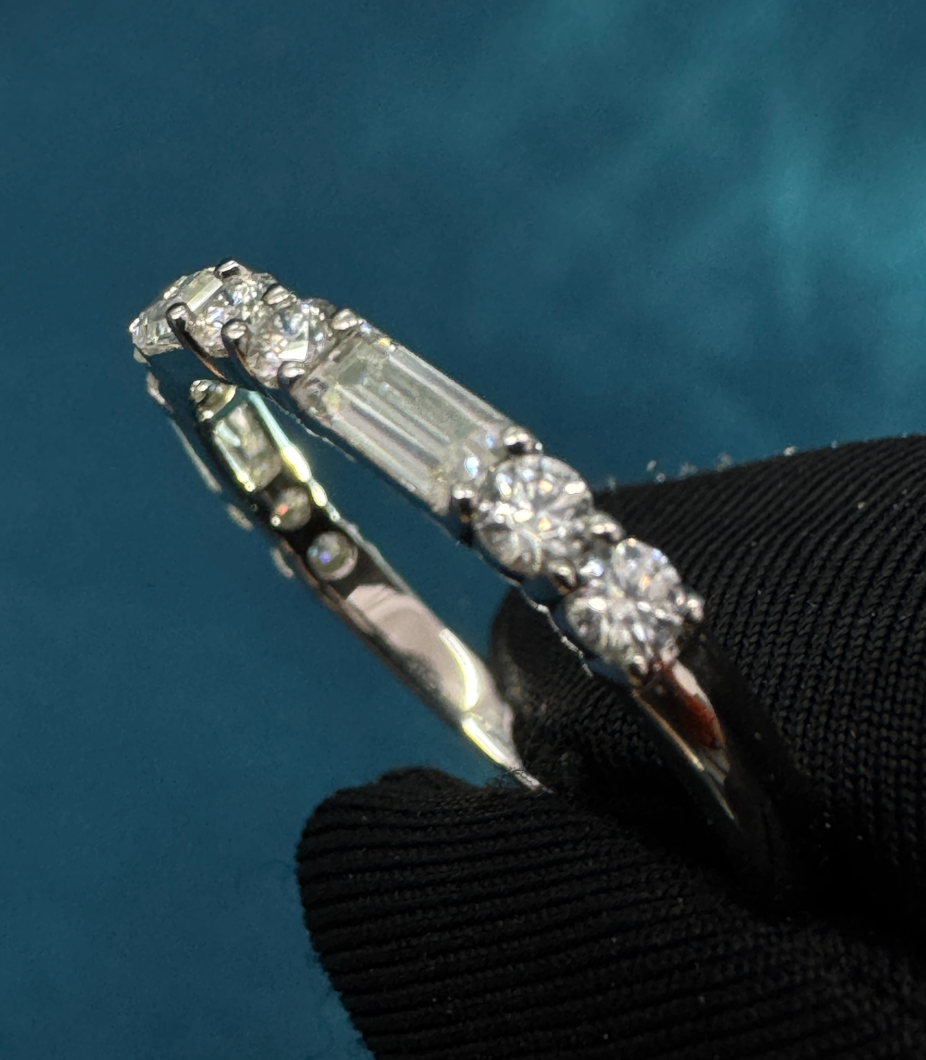 Luxury 0.62 CT Round & Baguette Diamond Ring in PT950 Platinum for Women view 5