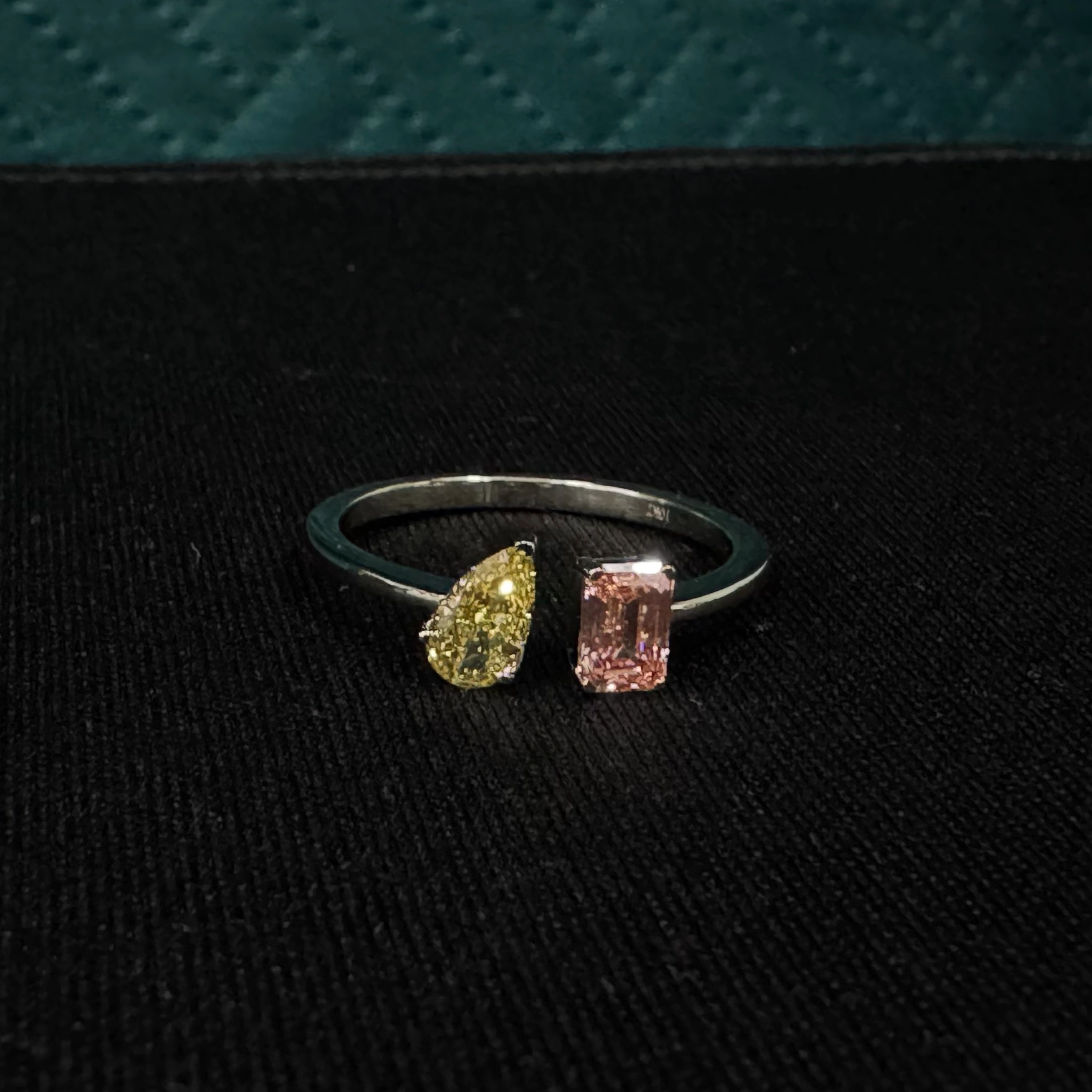 Luxury 1.00 CT Pear & Emerald Lab Grown Diamond Ring in 10K White Gold for Women view 3