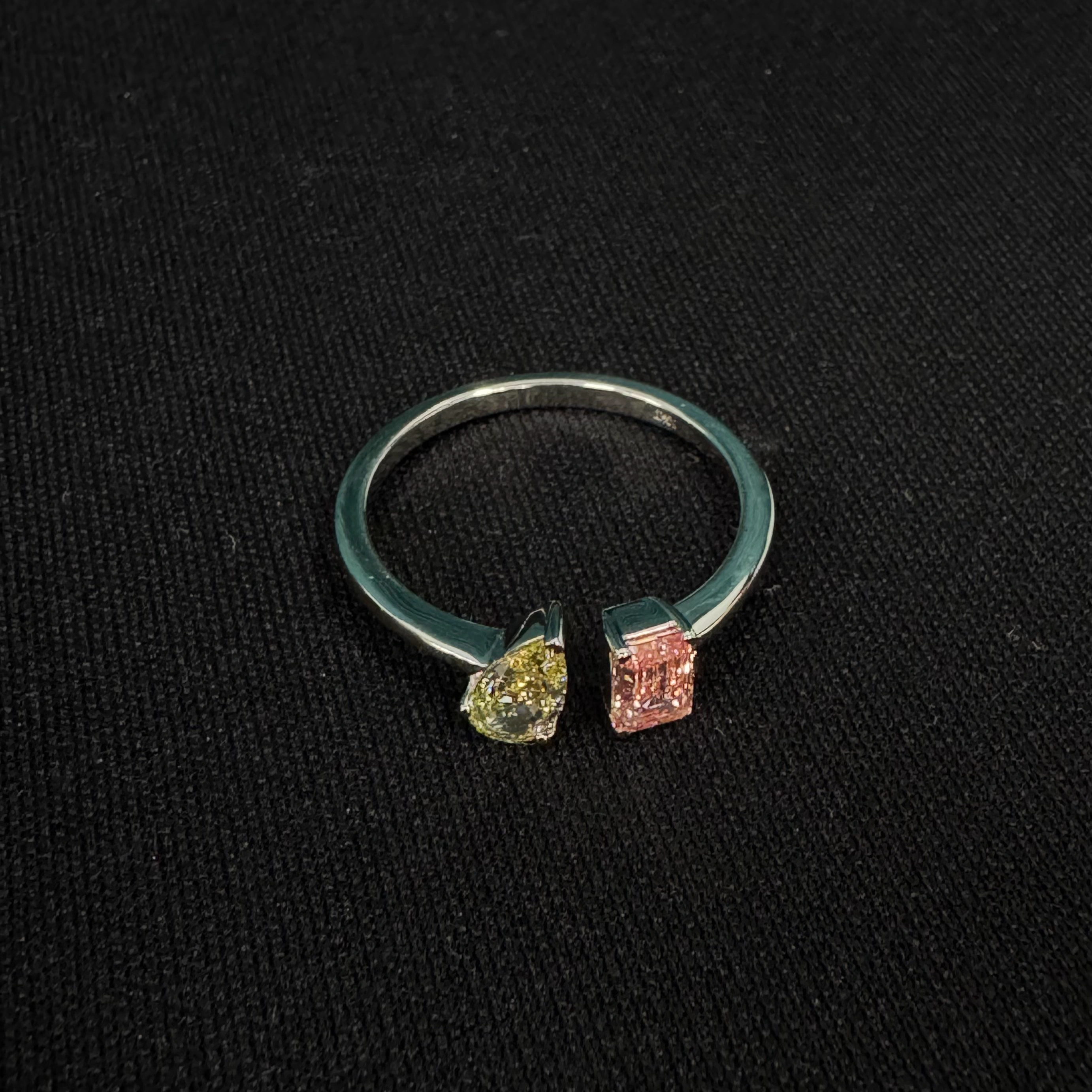 Luxury 1.00 CT Pear & Emerald Lab Grown Diamond Ring in 10K White Gold for Women view 4