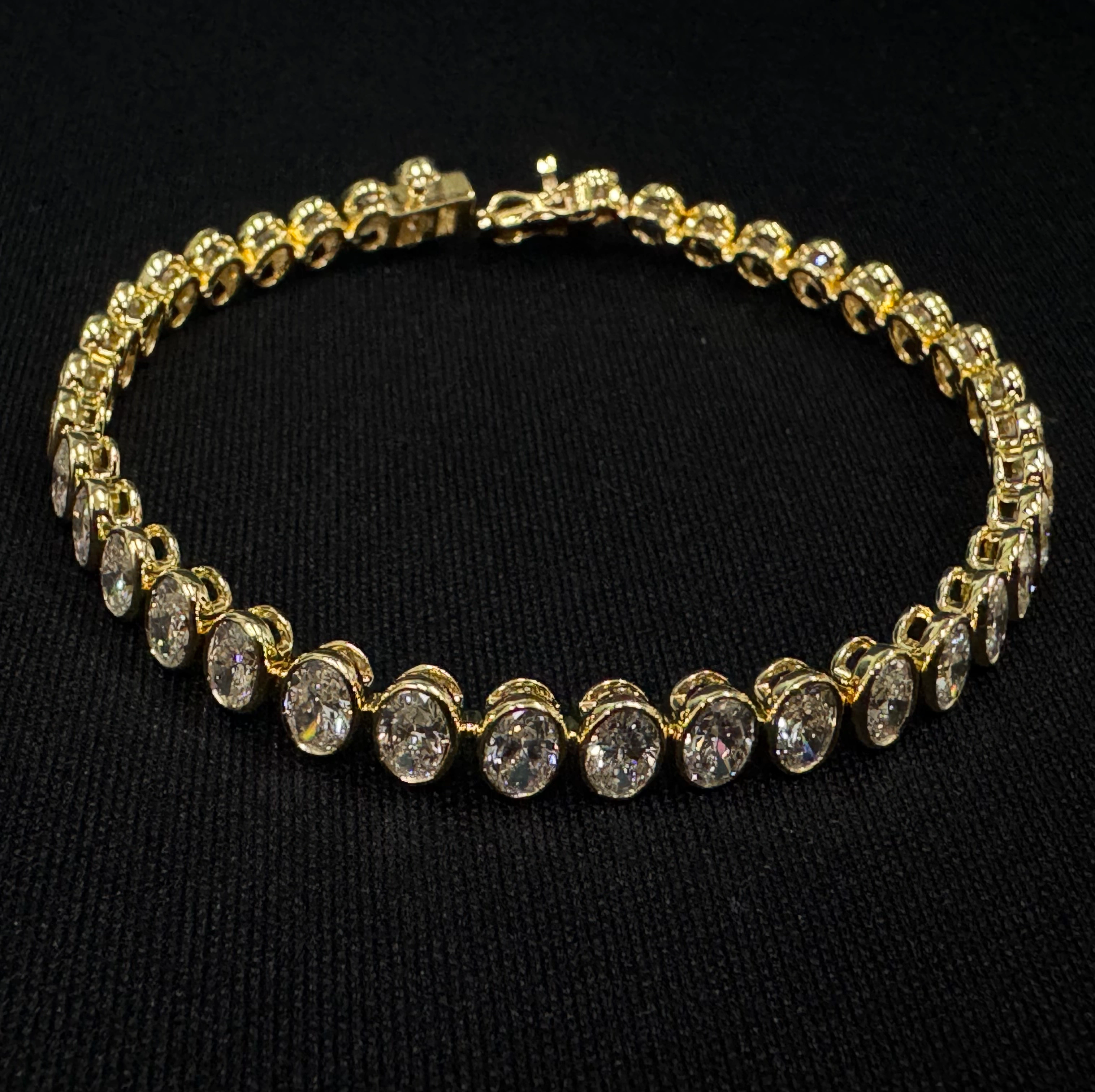 Luxury 10.04 CT Oval Diamond Tennis Bracelet in 14K Yellow Gold for Women