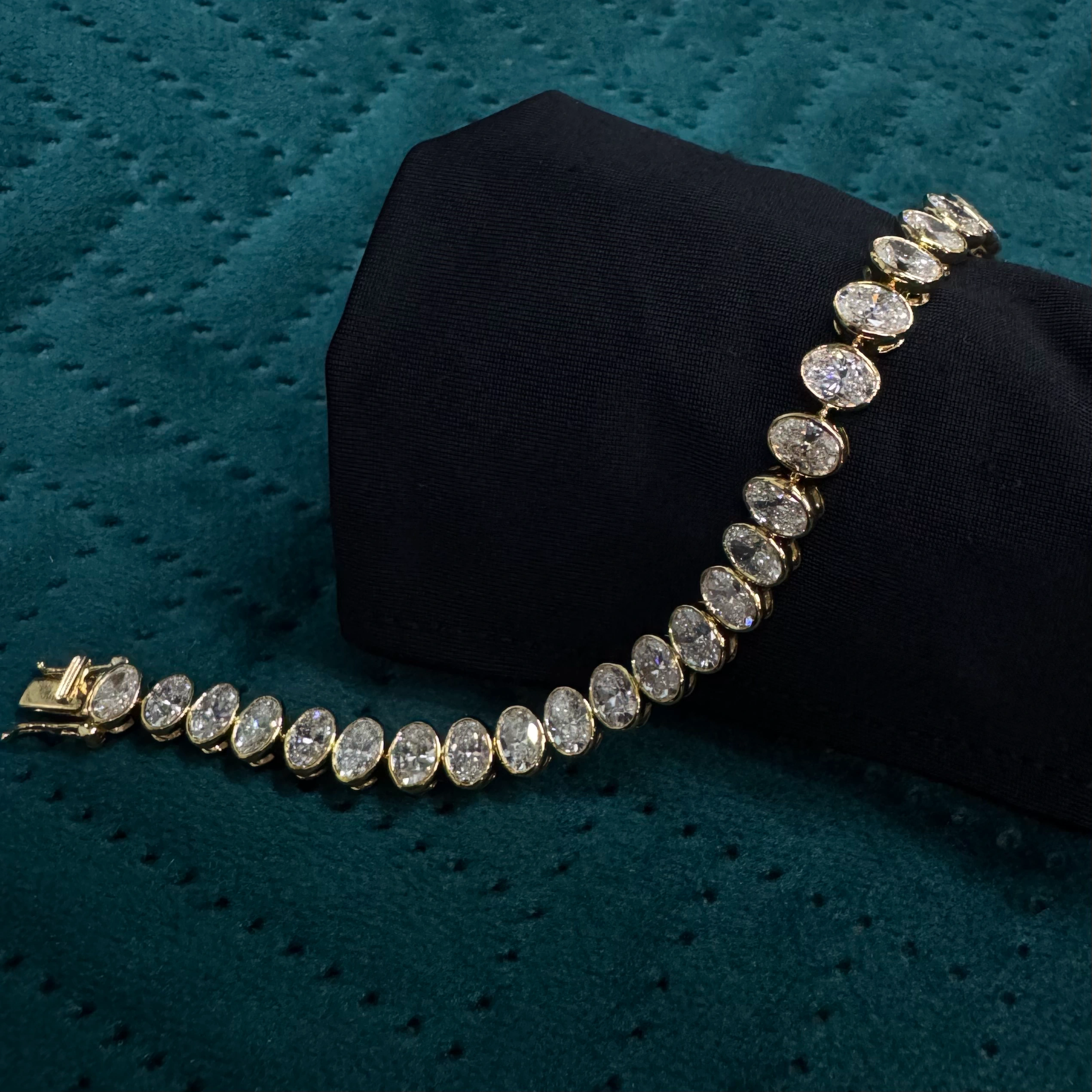 Luxury 10.04 CT Oval Diamond Tennis Bracelet in 14K Yellow Gold for Women view 5