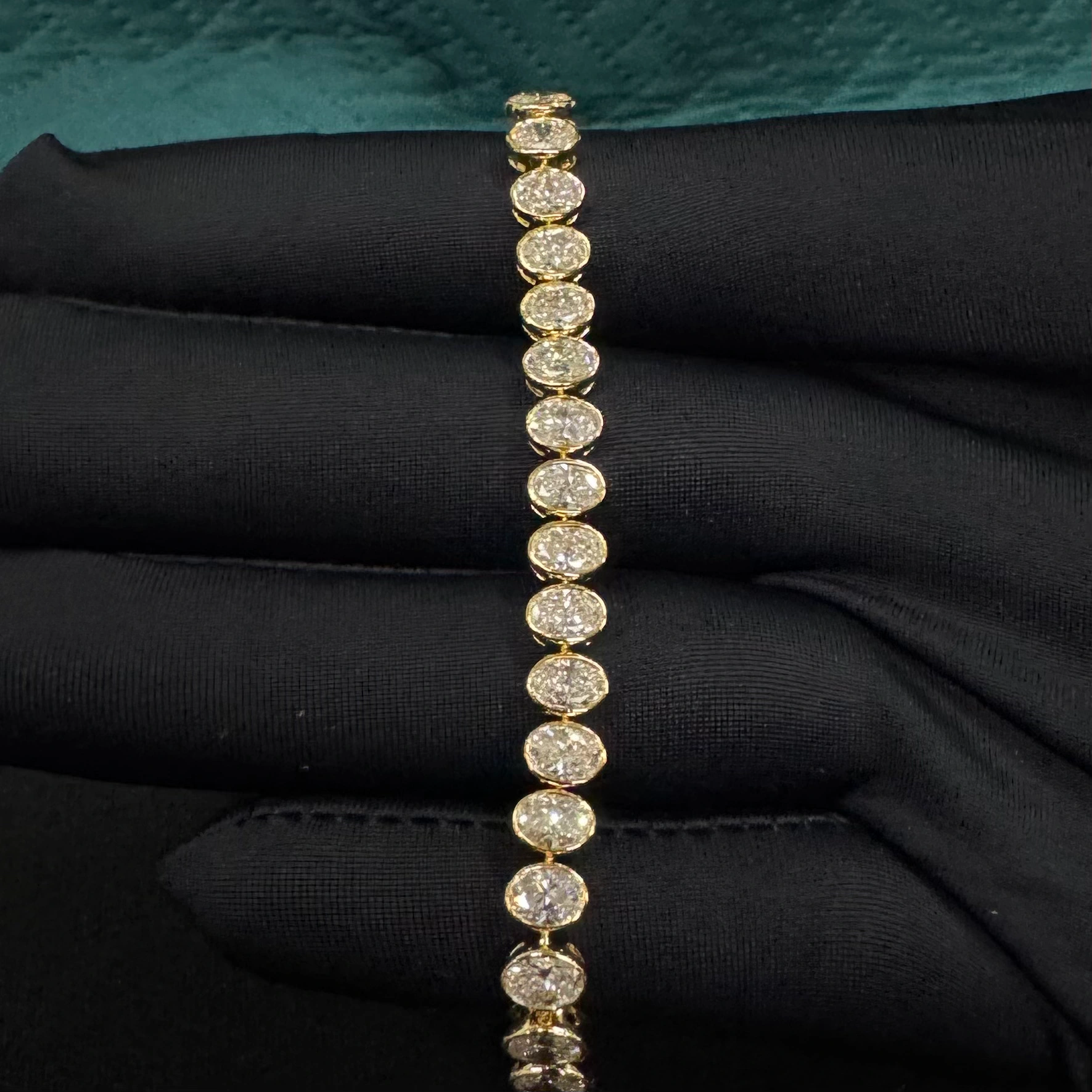 Luxury 10.04 CT Oval Diamond Tennis Bracelet in 14K Yellow Gold for Women view 6