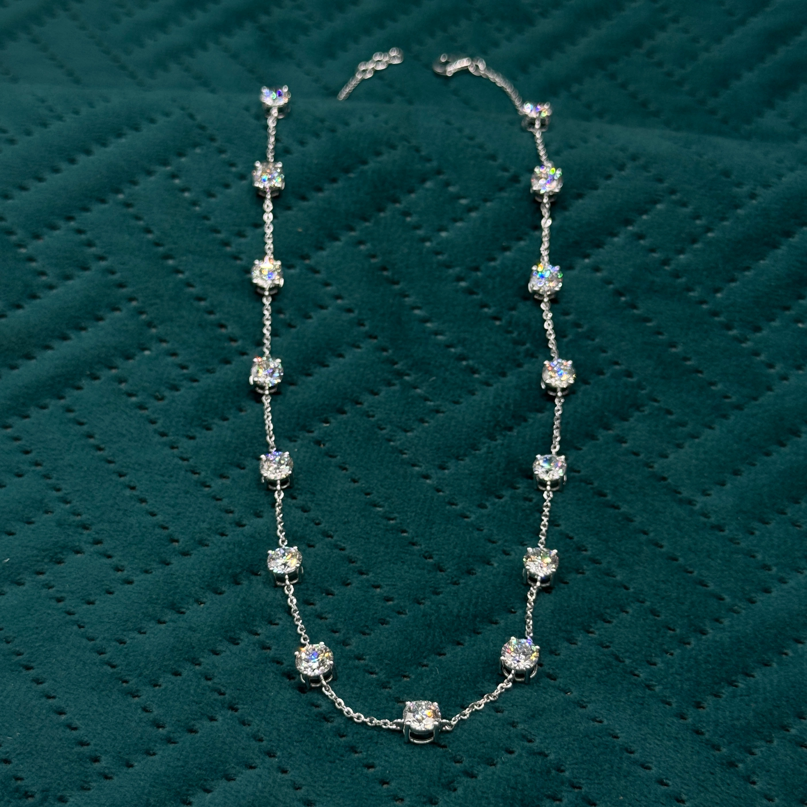 Luxury 11.02 CT Round Diamond Necklace in 14K White Gold for Women