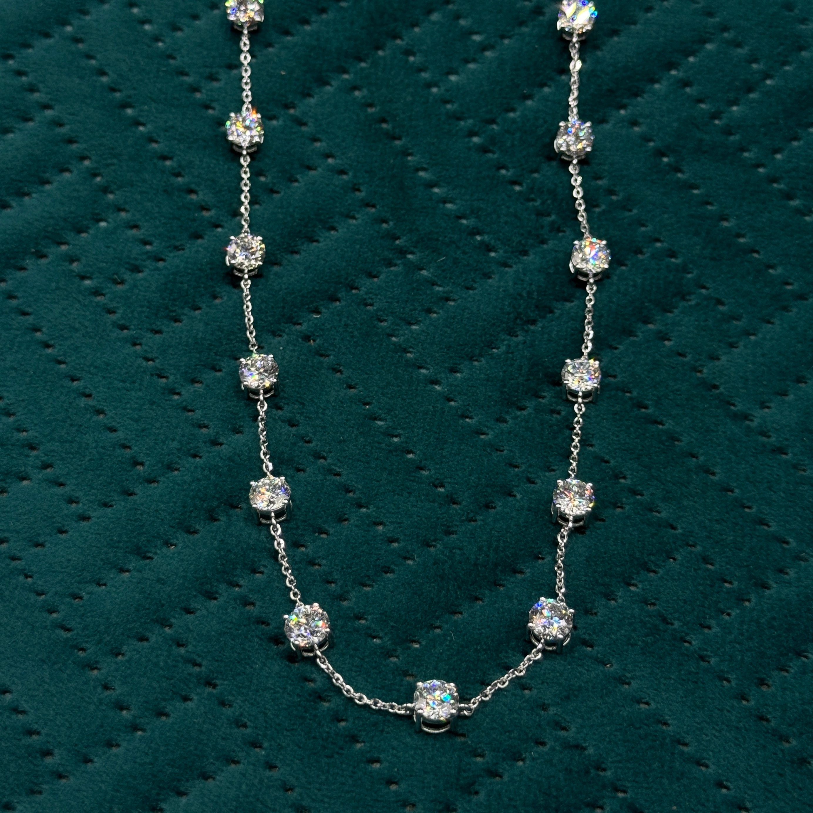 Luxury 11.02 CT Round Diamond Necklace in 14K White Gold for Women view 3