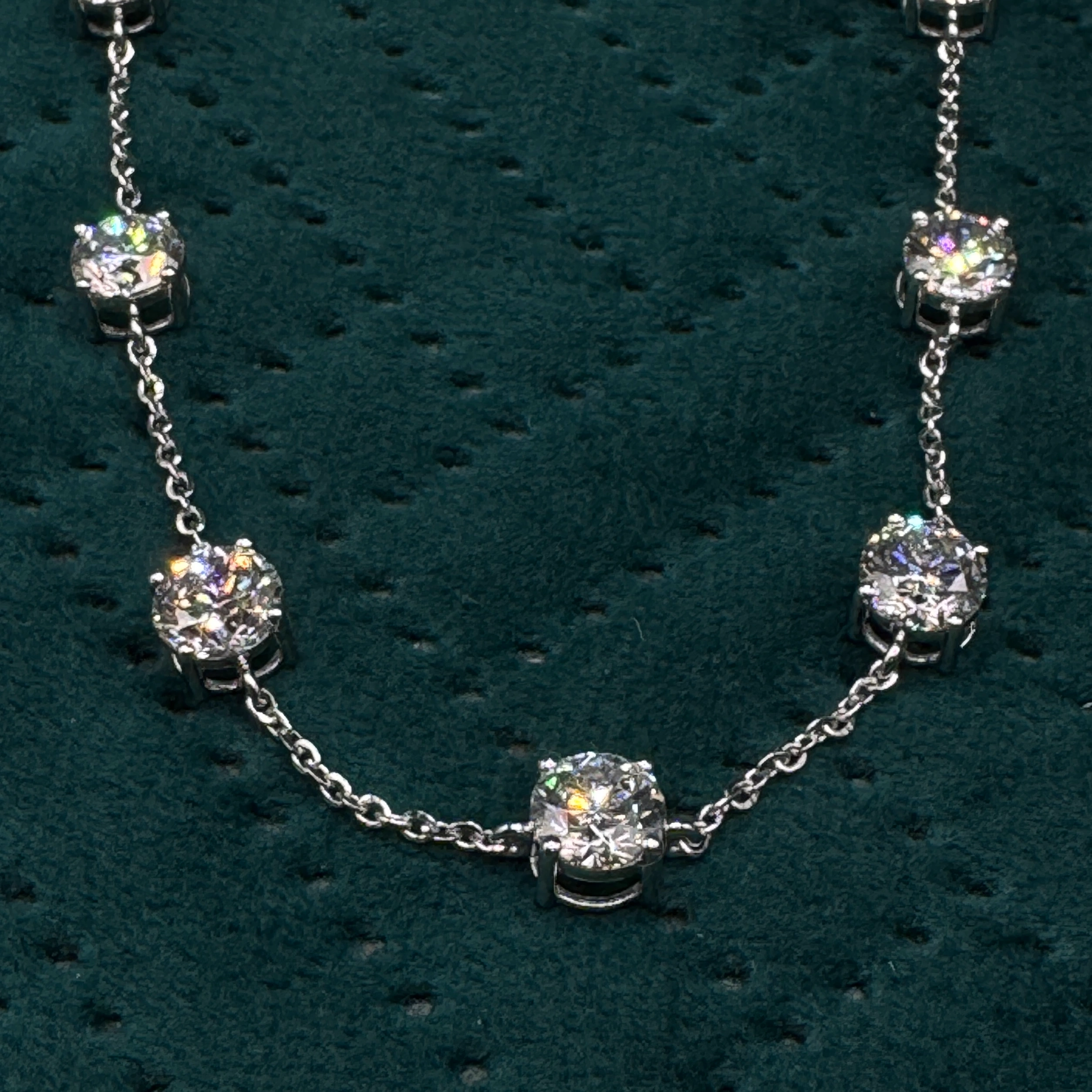 Luxury 11.02 CT Round Diamond Necklace in 14K White Gold for Women view 4