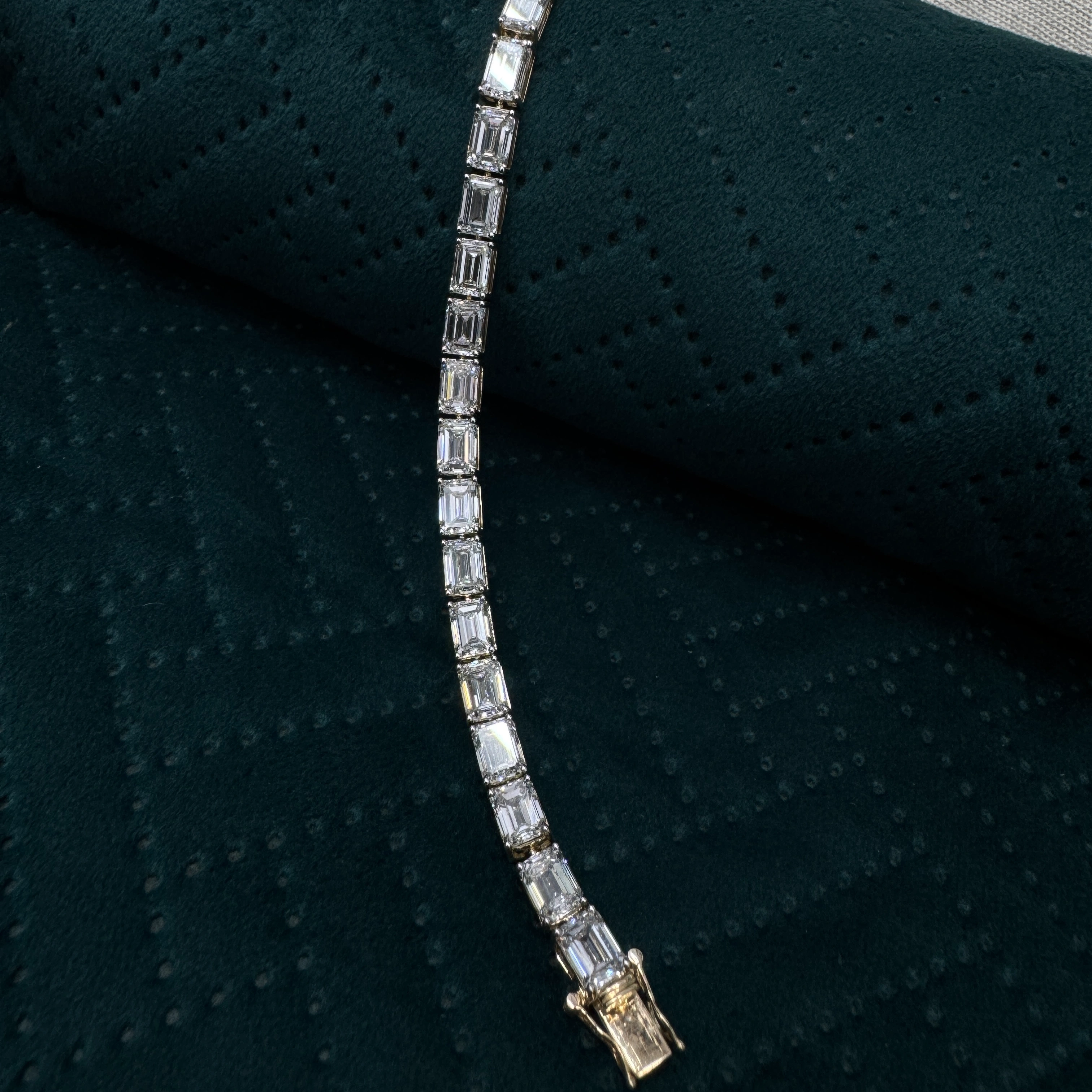Luxury 22.33 CT Emerald Cut Diamond Bracelet in 14K Yellow Gold for Women view 4