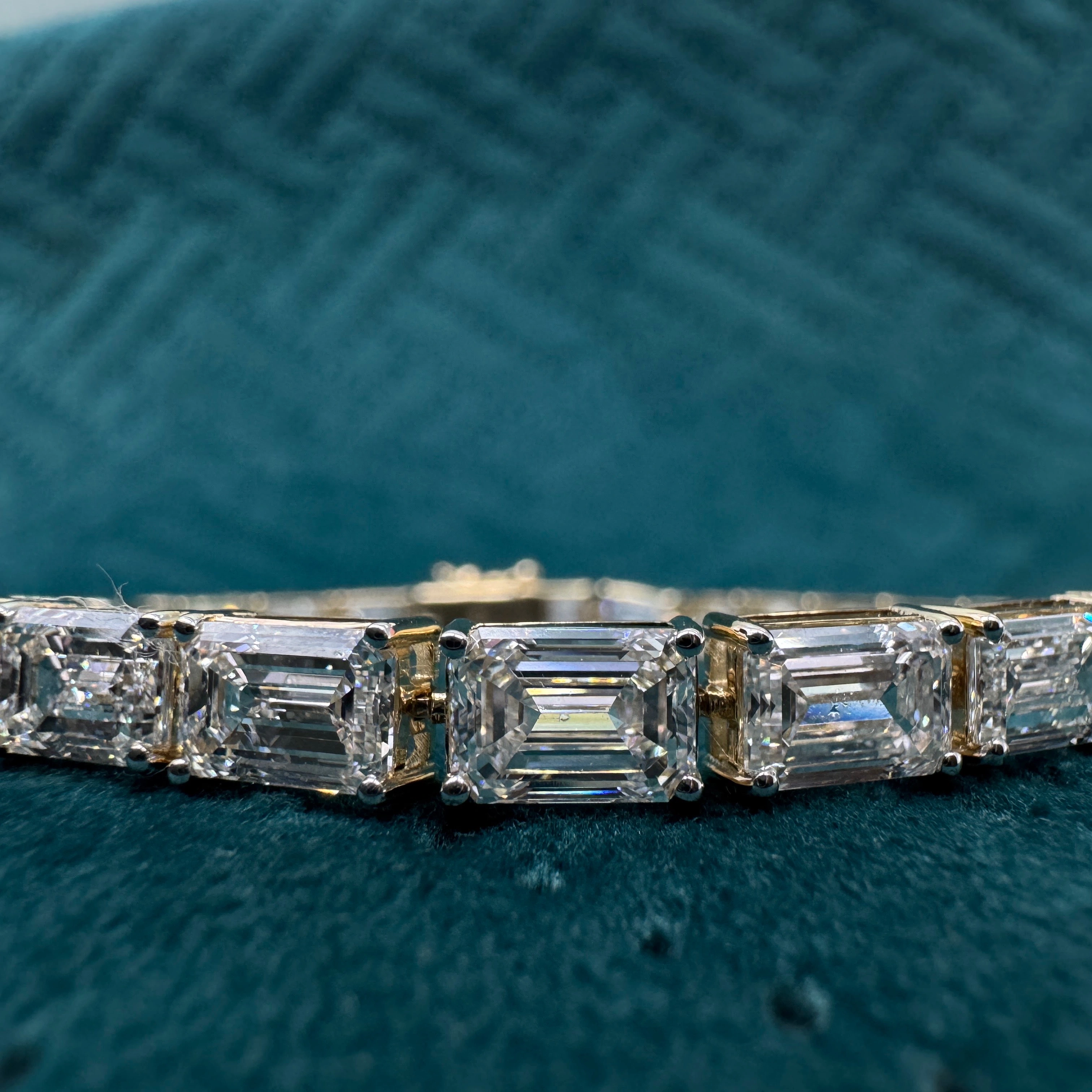 Luxury 22.33 CT Emerald Cut Diamond Bracelet in 14K Yellow Gold for Women