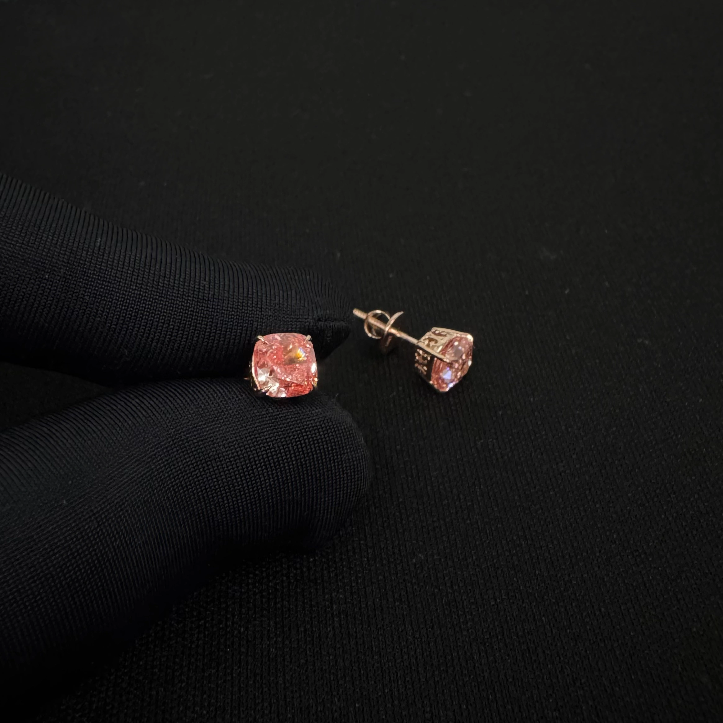 Luxury 2.25 CT Cushion Cut Diamond Stud Earrings in 18K Rose Gold view 4